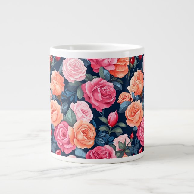 Roses Flowers Bloom Pattern-80037 Giant Coffee Mug (Front)