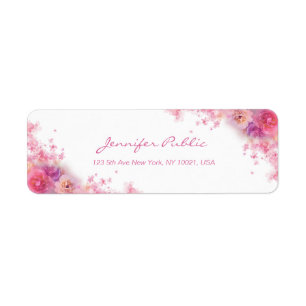 Roses Flowers Elegant Hand Script Watercolor Art Label