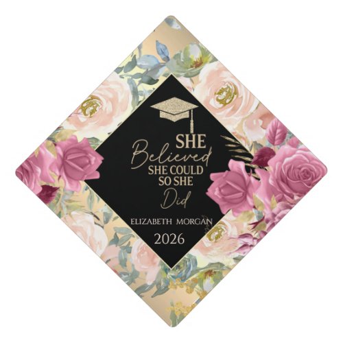 Roses Flowers Gold Cap Motivational Message 
