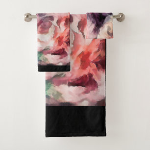 Roses flowers oil painting abstract floral print b bath towel set