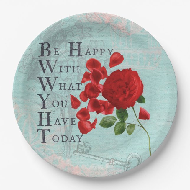 Roses Flowers with Wise Saying- Wisdom Paper Plates (Front)