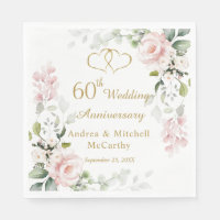 Roses Foliage Hearts 60th Wedding Anniversary 
