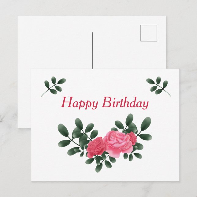 Roses for Birthday Postcard (Front/Back)