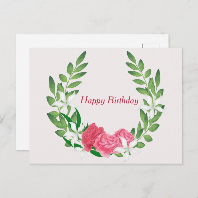 Roses for Birthday Postcard (Front/Back)