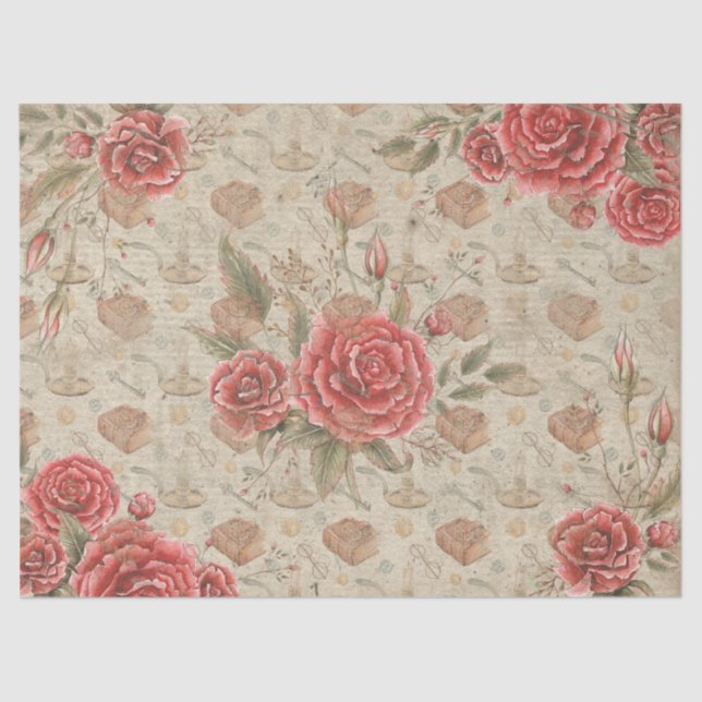 Roses for Book Lovers Tissue Paper (Front)
