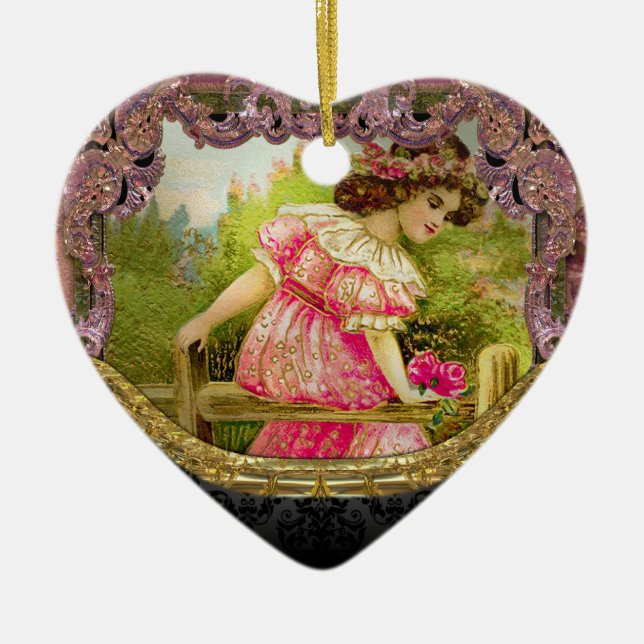Roses for Love Victorian IV Ceramic Ornament (Front)