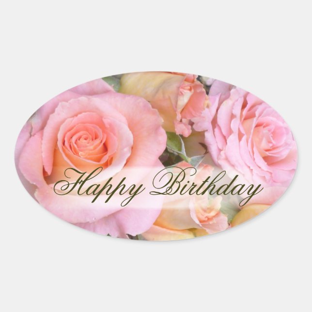 Roses for my Love  ~ Oval Stickers (Front)