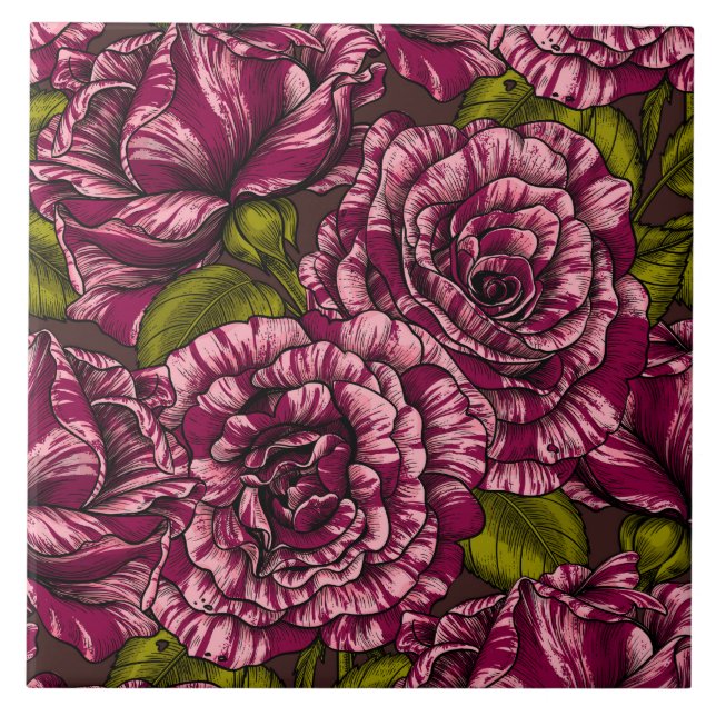 Roses for you ceramic tile (Front)