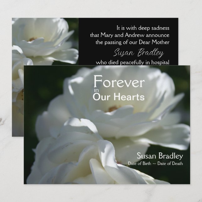Roses Forever in Our Hearts Memorial Service Invitation (Front/Back)
