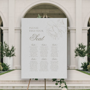 Roses Formal Classic Ivory Wedding Seating Chart Foam Board