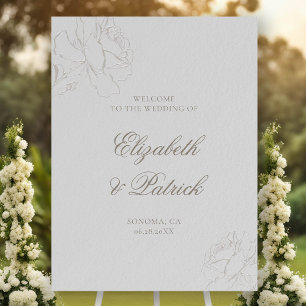 Roses Formal Modern Classic Ivory Wedding Welcome Foam Board