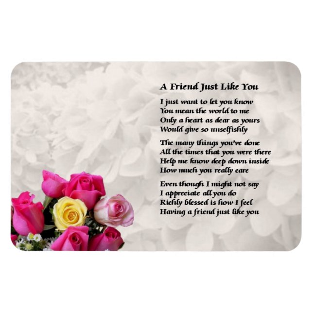 Roses Friend Poem Magnet (Horizontal)