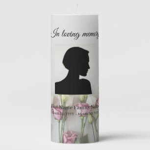 Roses funeral memorial pillar candle