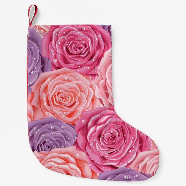 Roses Galore: Beautiful Seamless Pattern. Small Christmas Stocking (Front)