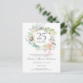 Roses Garland 25th Anniversary Save the Date Announcement Postcard (Standing Front)