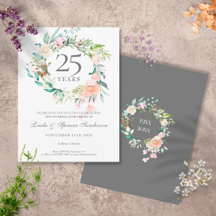 Roses Garland 25th Anniversary Save the Date Announcement Postcard
