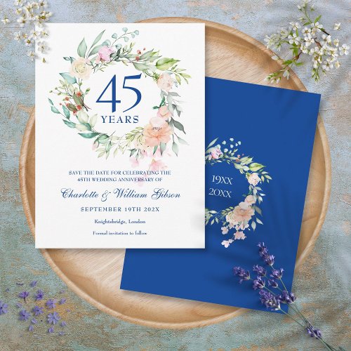 Roses Garland 45th 65th Anniversary Save the Date Postcard