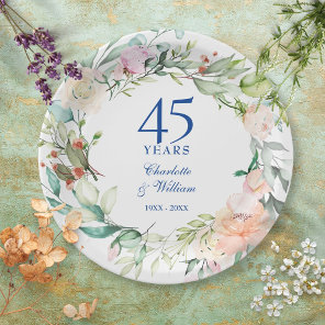 Roses Garland 45th 65th Wedding Anniversary Paper Plates