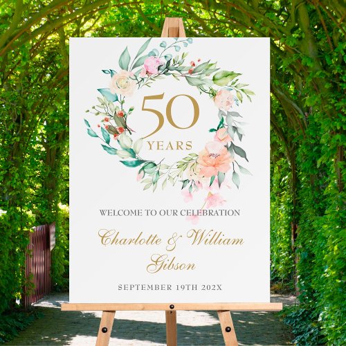 Roses Garland 50th Anniversary Welcome Sign