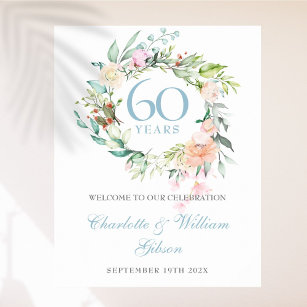 Roses Garland 60th Anniversary Welcome Sign