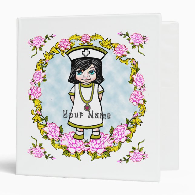 Roses Girl Nurse 3 Ring Binder (Front/Inside)