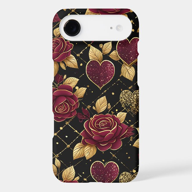  Roses & Glitter Hearts Case-Mate iPhone Case (Back)