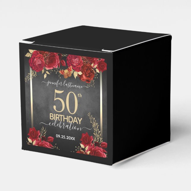 Roses gold 50th Birthday  Favor Boxes (Front Side)