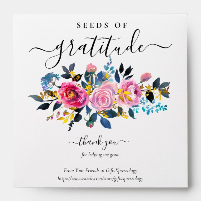 Roses Gold Seeds of Gratitude Gift Seed Packet Envelope (Front)