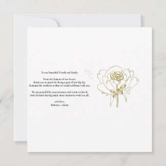 Roses, golden frame, wedding card, thank you postc card