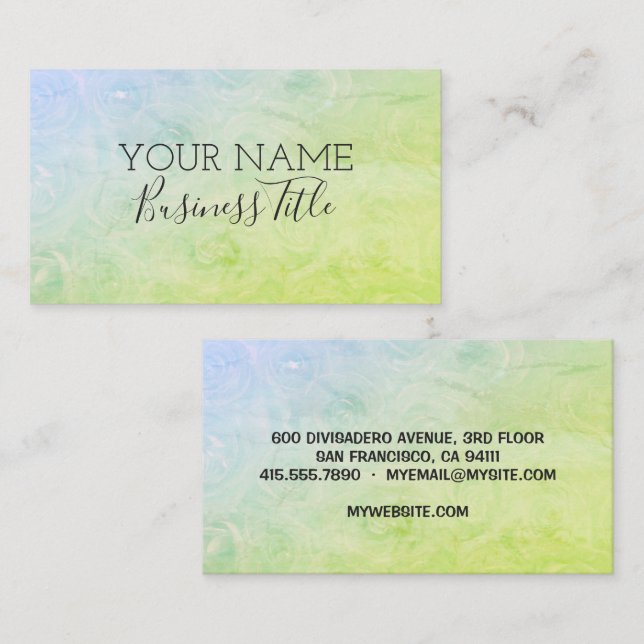Roses & Green Blue Name Business Title, ZEA Calling Card (Front/Back)