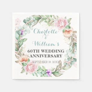 Roses Greenery 60th Diamond Wedding Anniversary  Napkins