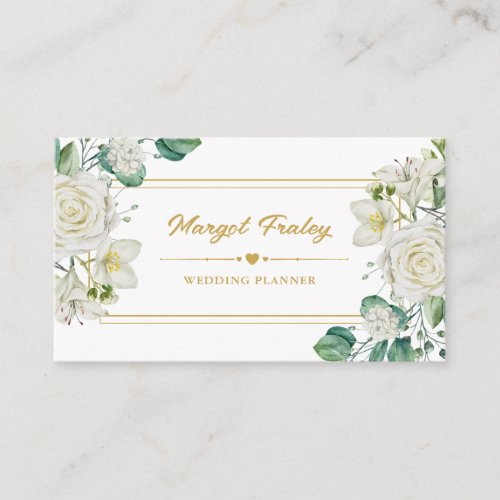 Roses  Greenery  Wedding Planner Business Card
