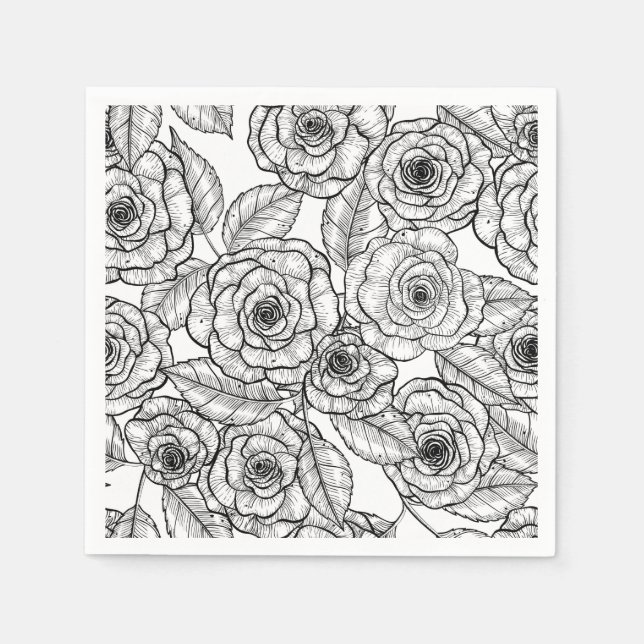 Roses hand drawn pattern napkins (Front)