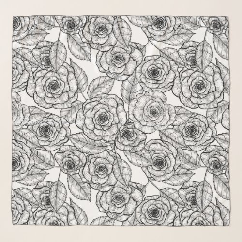 Roses hand drawn pattern scarf
