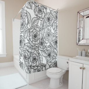 Roses hand drawn pattern shower curtain