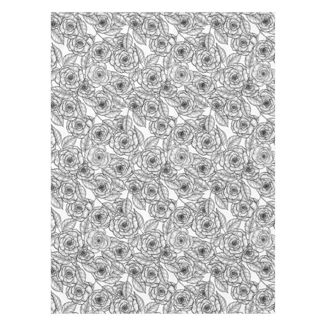 Roses hand drawn pattern tablecloth (Front)