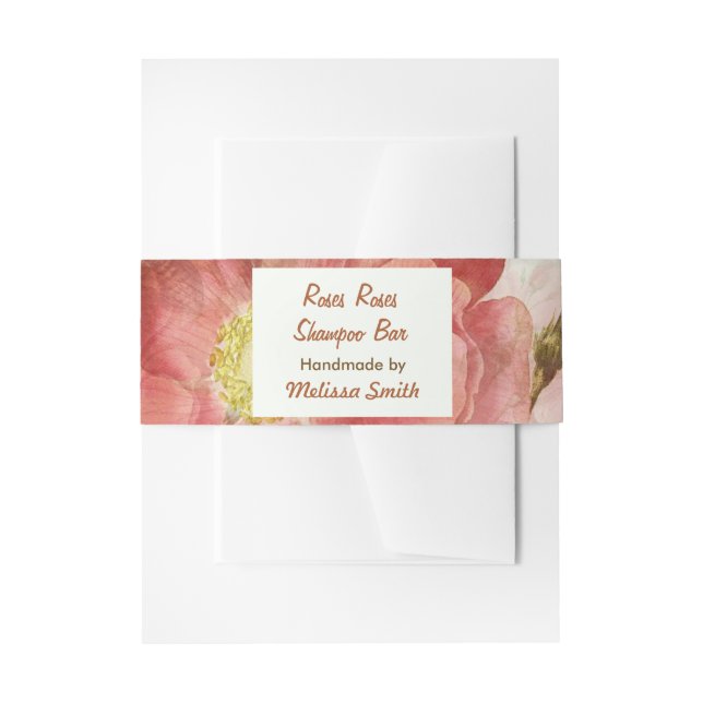 Roses Handmade Shampoo Bar Soap Band Wrap (Front Example)