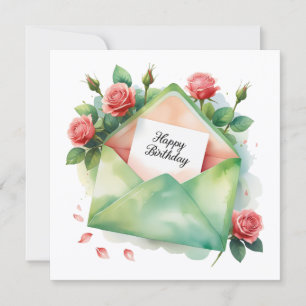 Roses & Happy birthday card