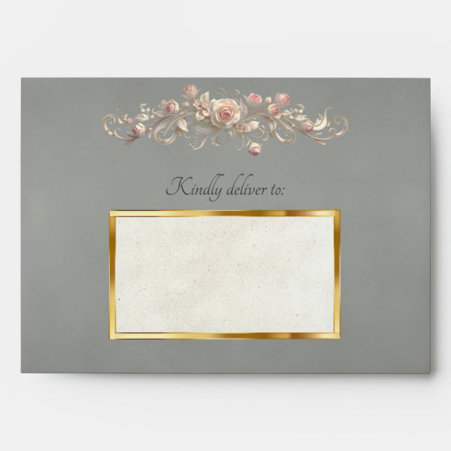 Roses & Heart Envelope - Sage (Front)