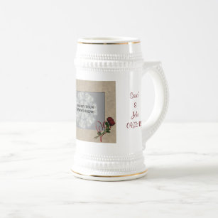 Roses Heart Personalized Wedding Photo  Beer Stein