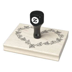 Roses Heart Shape, Line Art, 4" x 5" Rubber Stamp