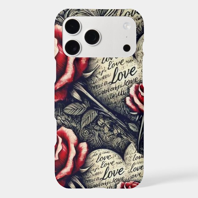 Roses & Heart Typography Case-Mate iPhone Case (Back)