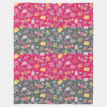 Roses, Hearts, and Hands Pattern Fleece Blanket