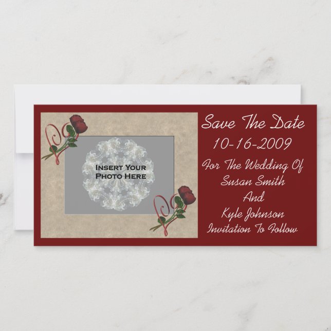 Roses Hearts Wedding Save The Date Photo (Front)