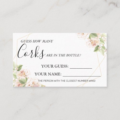 Roses How many Corks Bridal Shower card game