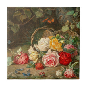 Roses in a Basket – Josef Neugebauer Ceramic Tile
