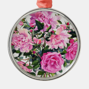 Roses in a Glass Jar Metal Ornament
