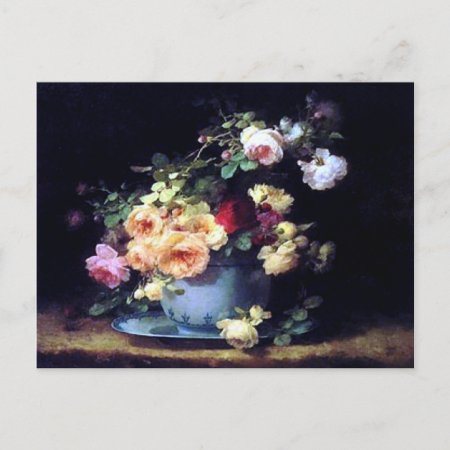 Roses In A Porcelain Bowl By Emilie Vouga Postcard