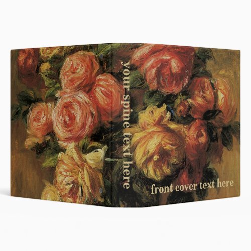 Roses in a Vase by Pierre Renoir Vintage Fine Art 3 Ring Binder