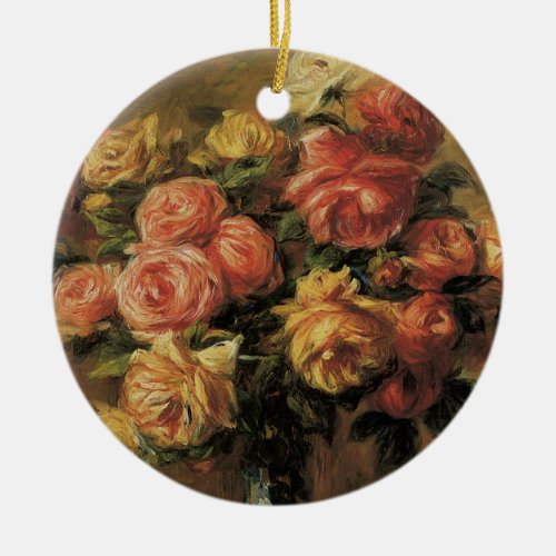 Roses in a Vase by Pierre Renoir Vintage Fine Art Ceramic Ornament